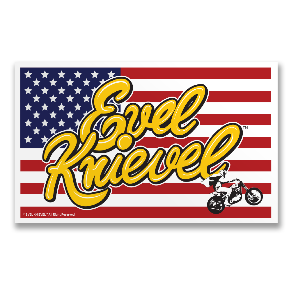 Evel Knievel American Flag Sticker
