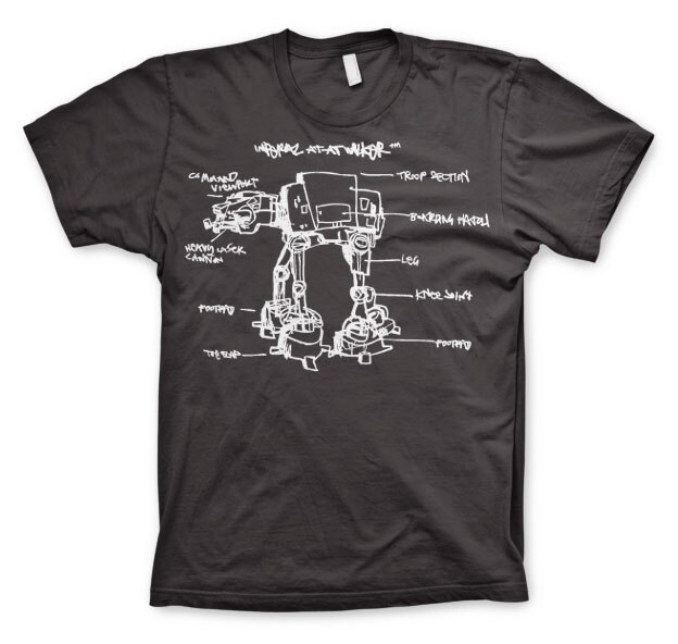 STAR WARS AT-AT Sketch  T-Shirt  camiseta cotton officially licensed 
