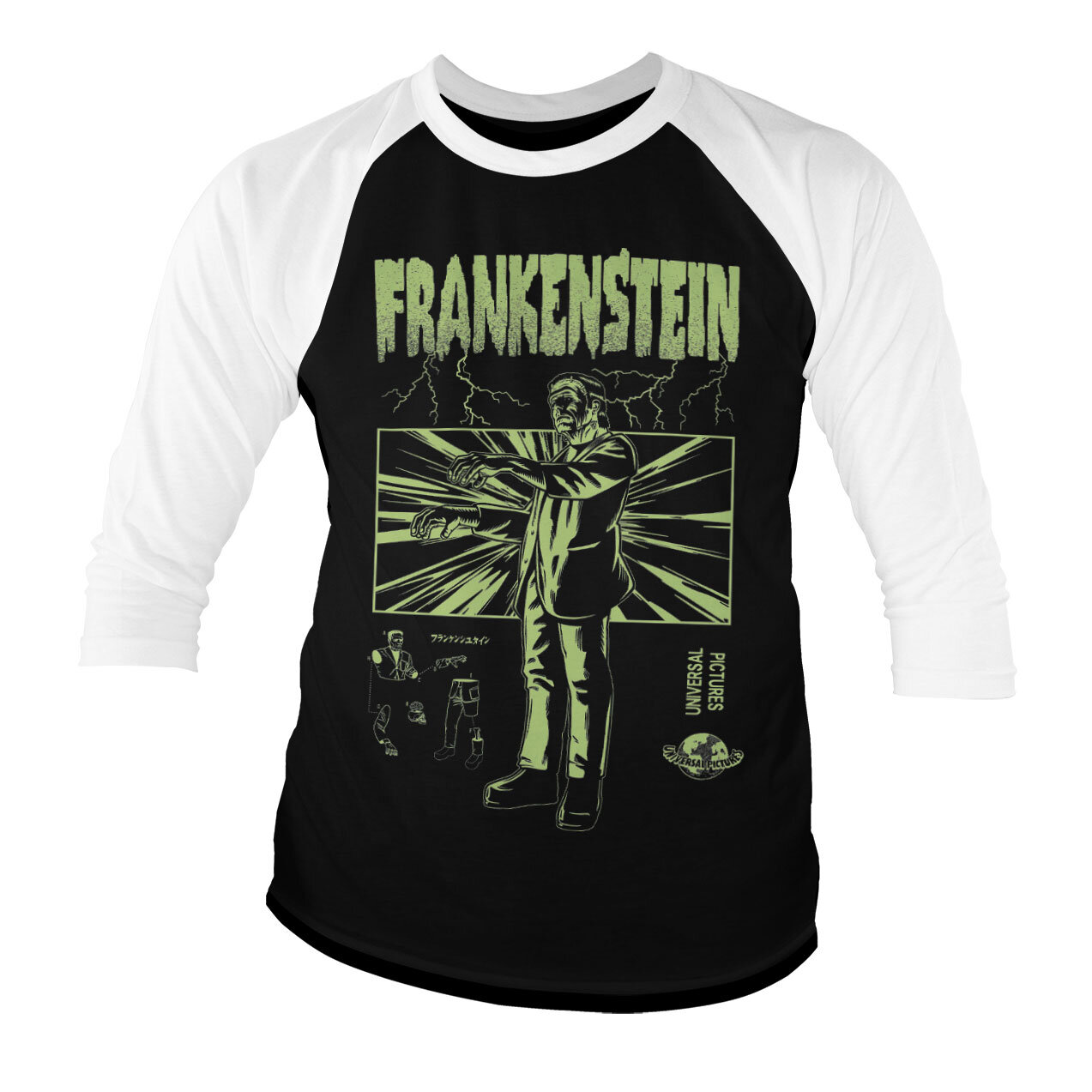 Frankenstein Retro Baseball 3/4 Sleeve Tee