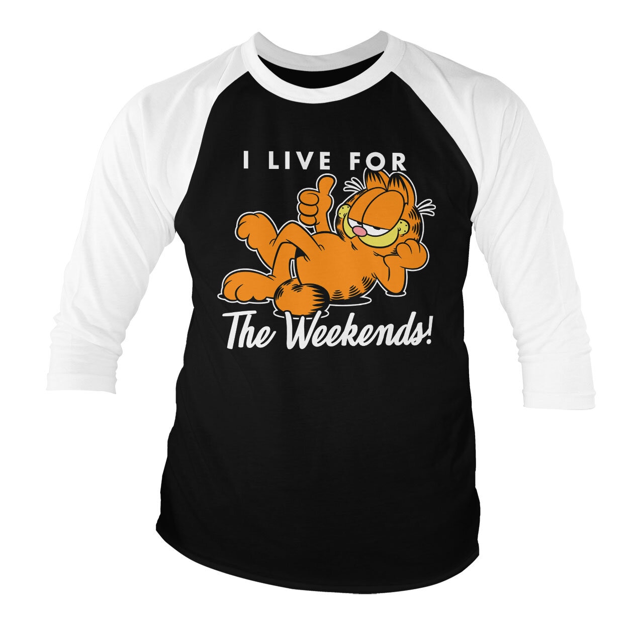 Garfield - Live For The Weekend Baseball 3/4 Sleeve Tee