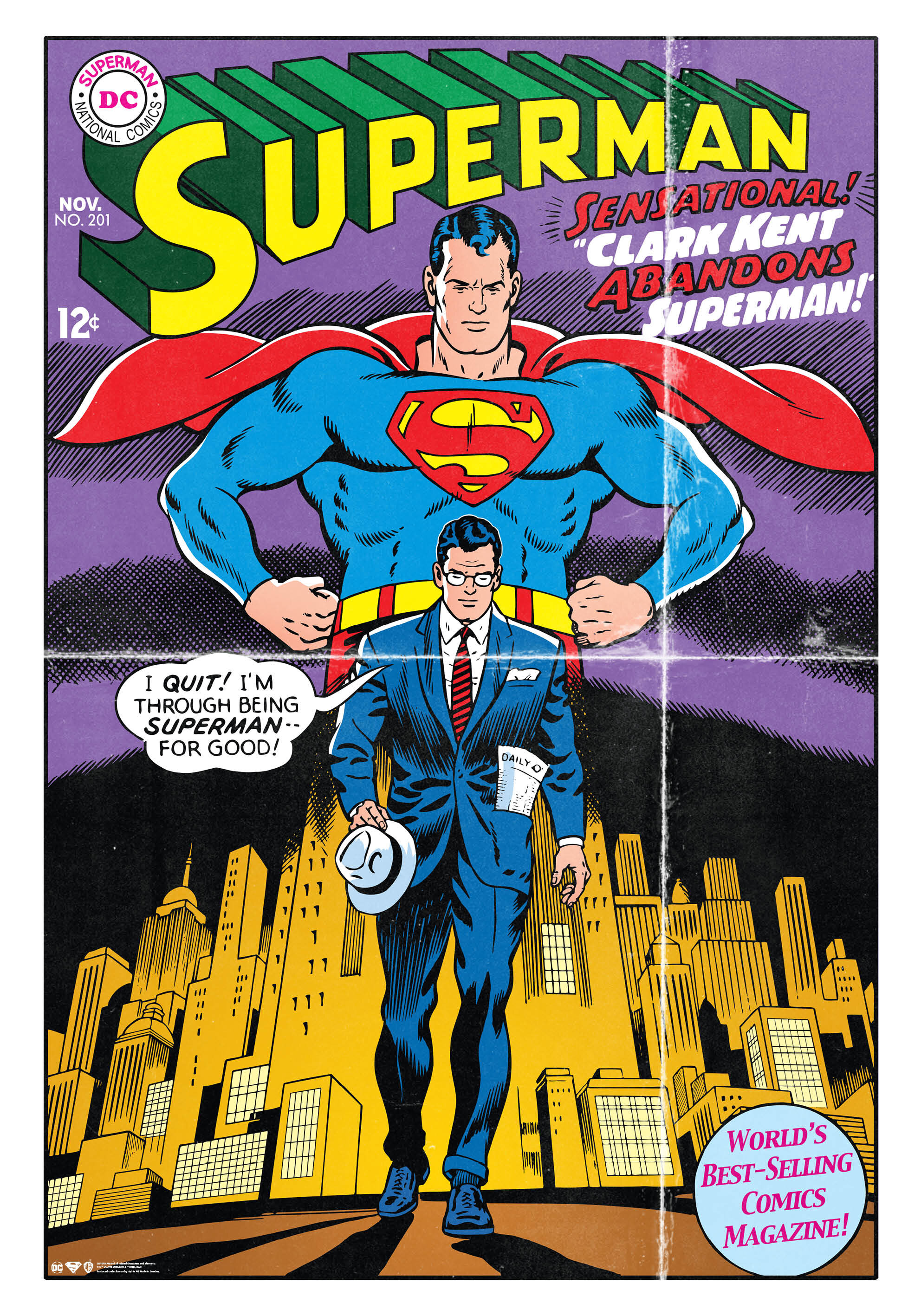 Superman Vintage Comic Book Cover Poster