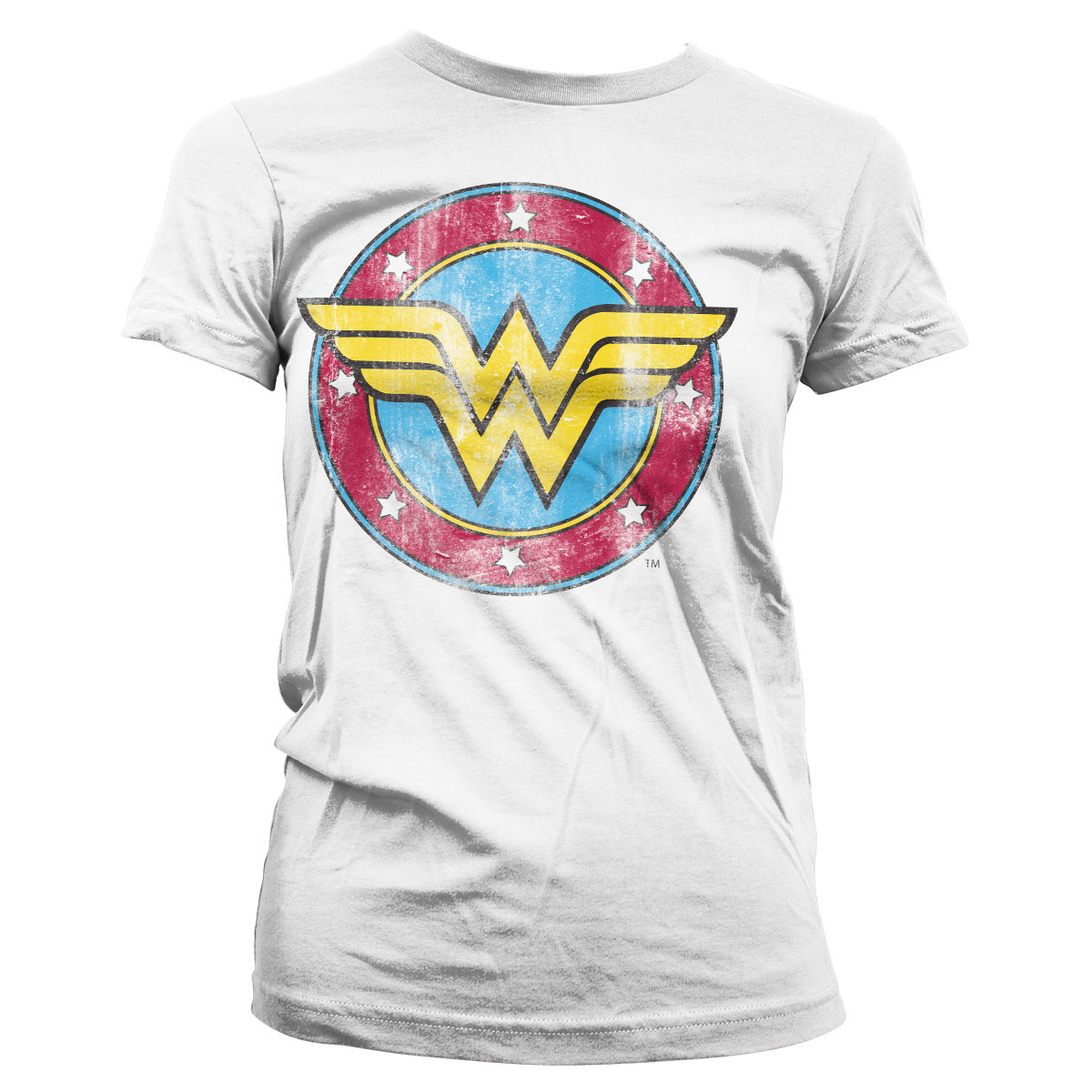 Wonder Woman Distressed Logo Girly Tee